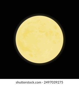 Full moon illustration with enchanting craters, showcasing celestial beauty.