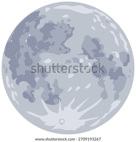 Full Moon Illustration Flat Design Vector