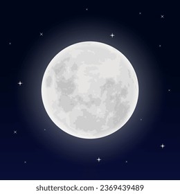 ilustración de luna llena sobre fondo del cielo nocturno