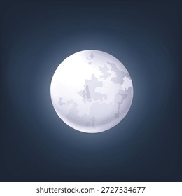 Vollmond-Illustration mit weichem Glanz auf dunkelblauem Nachthimmel