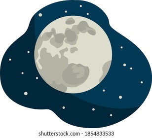 Luna completa, ilustración, vector sobre fondo blanco