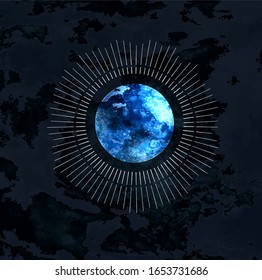 Full moon isolated on dark background. Magic vector elements