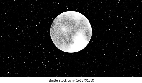 Full moon isolated on dark background. Magic vector elements