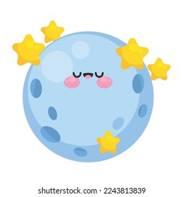 full moon kawaii sky character icon
