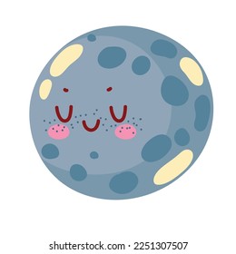 full moon kawaii weather icon isolated