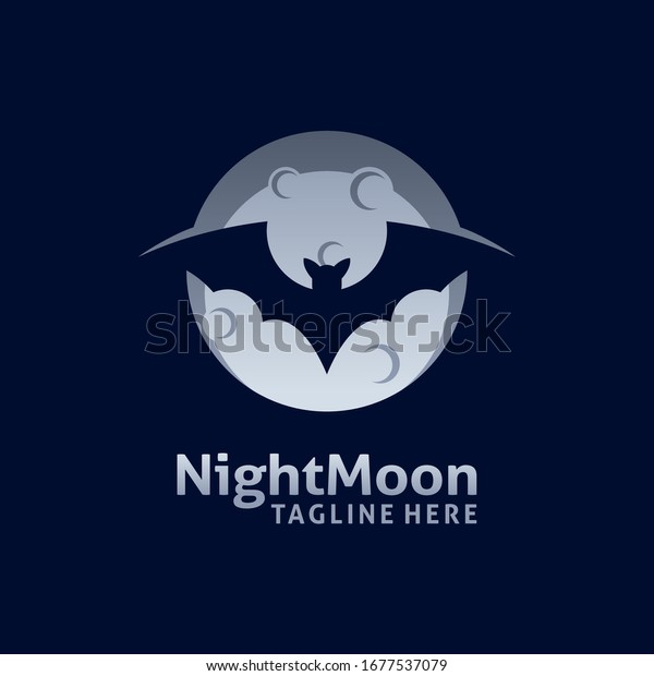 Full moon logo
design with bat
silhouette
