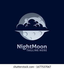 Full moon logo design with cloud sliced