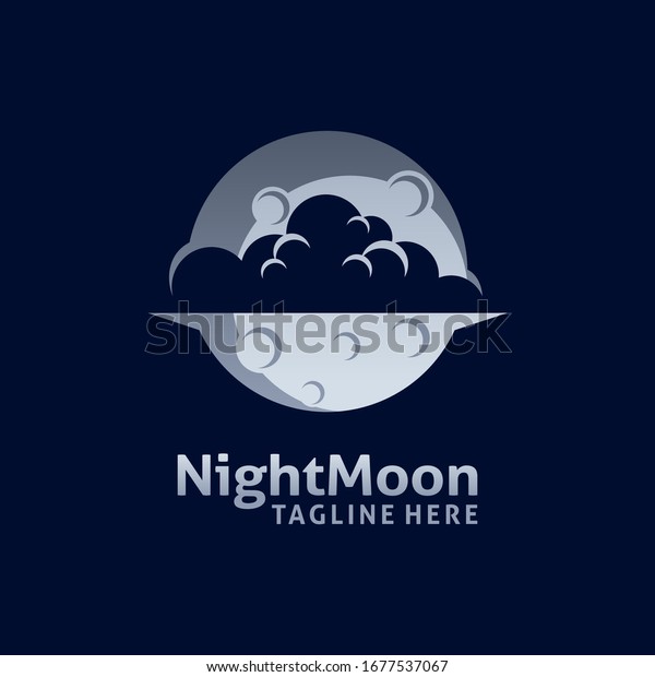 Full moon logo design\
with cloud sliced