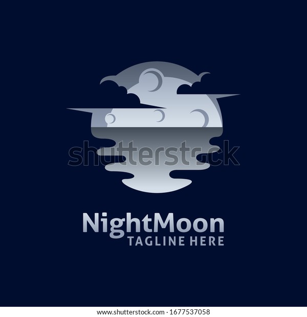 Full moon logo design in\
sea
