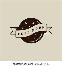 full moon logo vector vintage illustration template icon graphic design. lunar with banner sign or symbol with isolated style