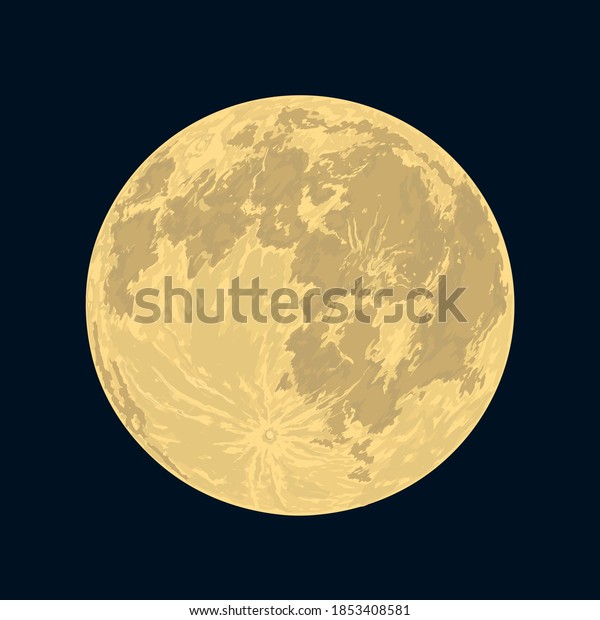 The full Moon is the lunar phase. \
Hand-drawn vector illustration. Panorama of the\
sky.