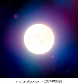 Full Moon in the middle of the night starry sky