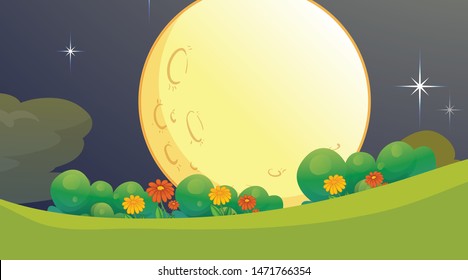 Full moon nature background scene illustration