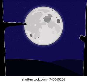Full moon nature in the night vector illustration