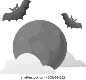 Full Moon night with Bats and Clouds Concept Vector Icon Design, Halloween costume Symbol, Holiday Celebrations Sign, Saints Eve festivals Stock illustration