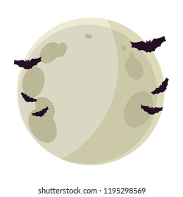 full moon night with bats flying
