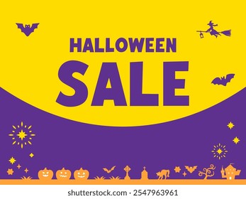 Full moon Night Halloween Banner Background Illustration