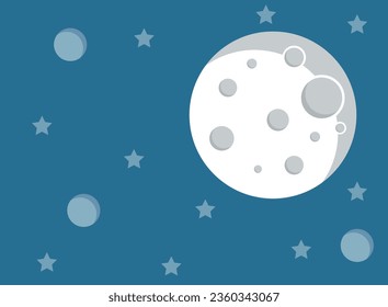 Full moon night icon in flat style. Lunar landscape vector illustration on isolated background. Astrology sign business concept.