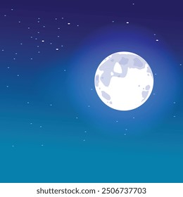 Full moon night icon in flat style. Lunar landscape vector illustration on isolated background. Astrology sign business concept.