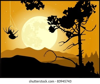 Full Moon Night landscape background