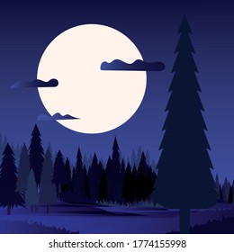 Noche de luna llena en la jungla de Pine