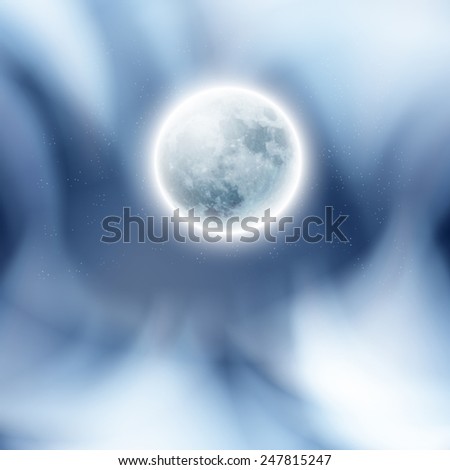 Full moon in the night sky with clouds. EPS10 vector.