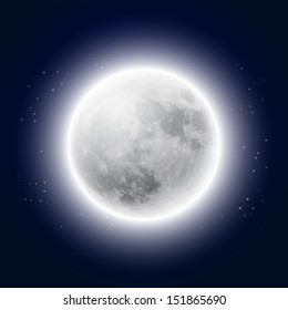 Full moon in the night sky. EPS10 vector.