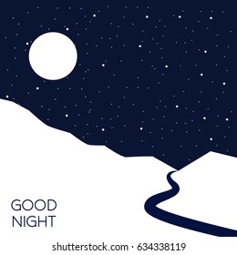 Full Moon In Night Sky. Place for your text . Good night. Conceptual idea. EPS 8