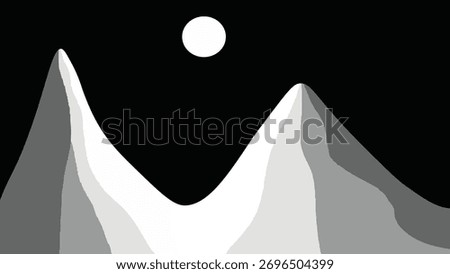 Full moon night with white ice mountain atmosphere