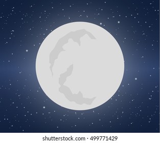 Full moon on the background of star sky