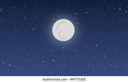 Full moon on the background of star sky