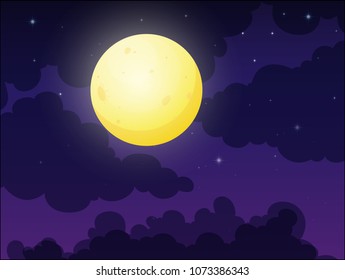 Full Moon on Cloudy Sky illustration