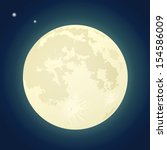 Full Moon on a Dark Blue Sky. Vector Illustration