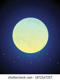 Full Moon on a Dark Blue Sky. Vector Illustration stock illustration