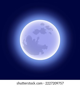 Full moon on dark sky cartoon style for print and design. Vector illustration.