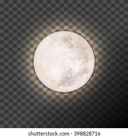 Full moon on the dark transparent background. Vector illustration. EPS 10