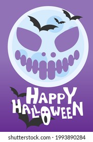 full moon on Halloween night. The moon with the scary face. happy Halloween.