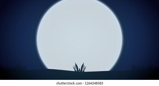 Full moon on the night sky background. Illustration.