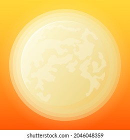 Full moon on orange background for content online or web, banner and template , Flat cartoon flat style. illustration Vector EPS 10