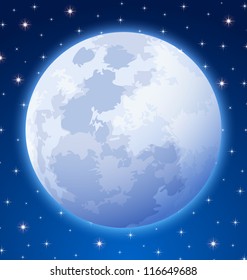 Full moon on starry night sky background