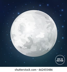 full moon on  stellar background vector illustration 