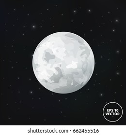 full moon on  stellar background vector illustration 