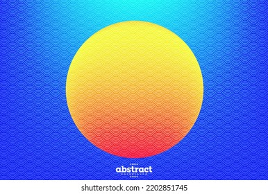full moon with oriental wave romantic theme background can be use for advertisement brochure template banner website cover vector eps.