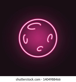 Full moon in outer space with lunar craters neon icon. Elements of Space set. Simple icon for websites, web design, mobile app, info graphics