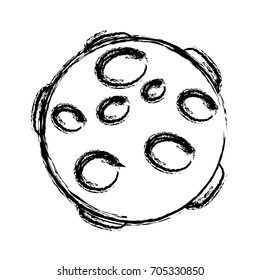 full moon in outer space with lunar craters on white background