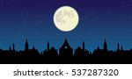 Full moon over city
vector silhouette illustration