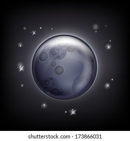 full moon over dark sky with stars 