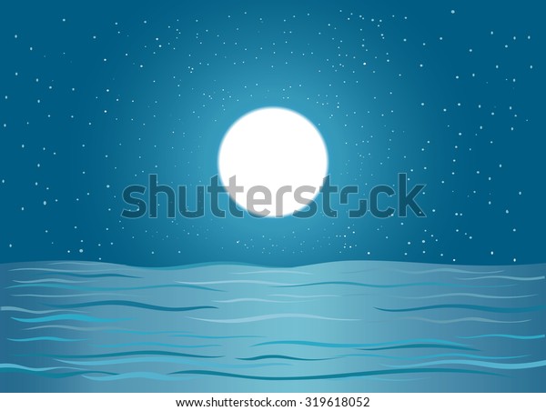 Full Moon Over Water Vector Stock Vector (Royalty Free ...