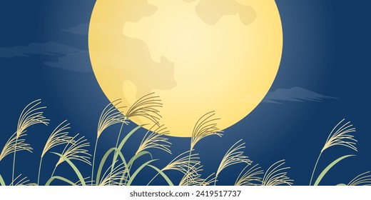 Luna llena y fondo de pasto pampas (2:1)
