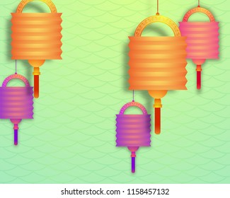Full moon and persimmon tree. Mid Autumn Festival(Chuseok) beautiful art style for background. Chuseok, Happy Autumn Festival.